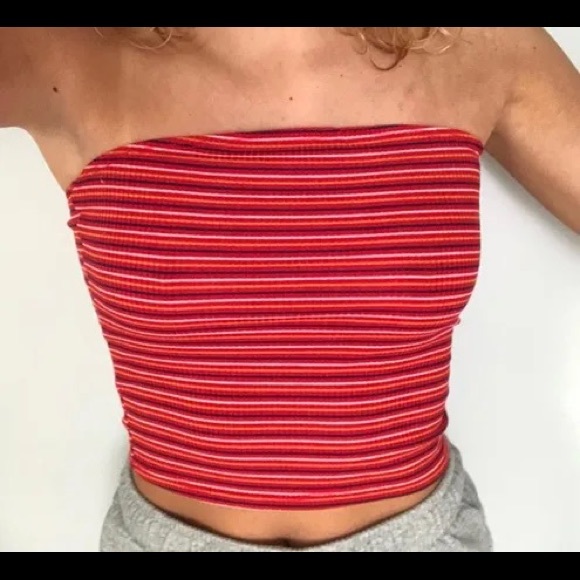 Garage - Red Tube Top, Striped and Ribbed - Picture 2 of 2